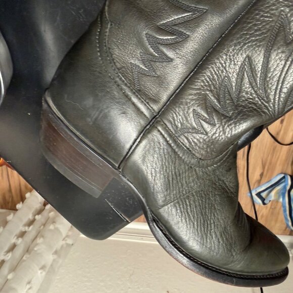 Vtg Nocona Leather Western Cowgirl Boots flame Stitching S 71/2 Rodeo chore USA - Picture 7 of 16